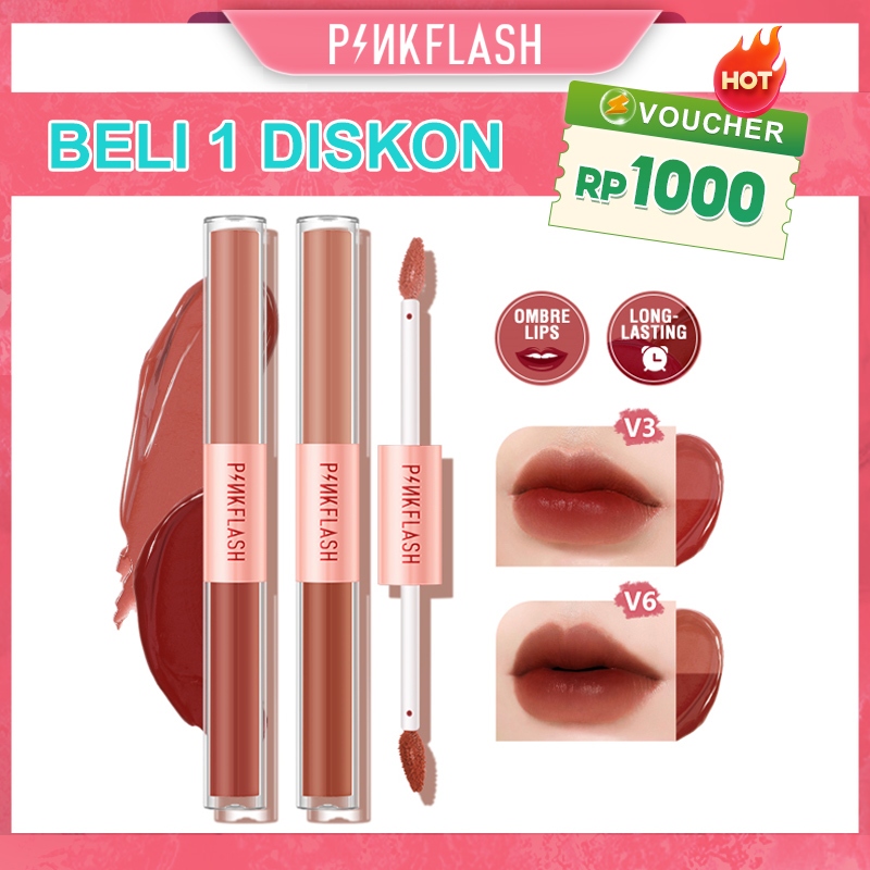 Jual PINKFLASH 2 IN 1 Dual-Color Matte Liquid Lipstick Velvet Lip Tint ...