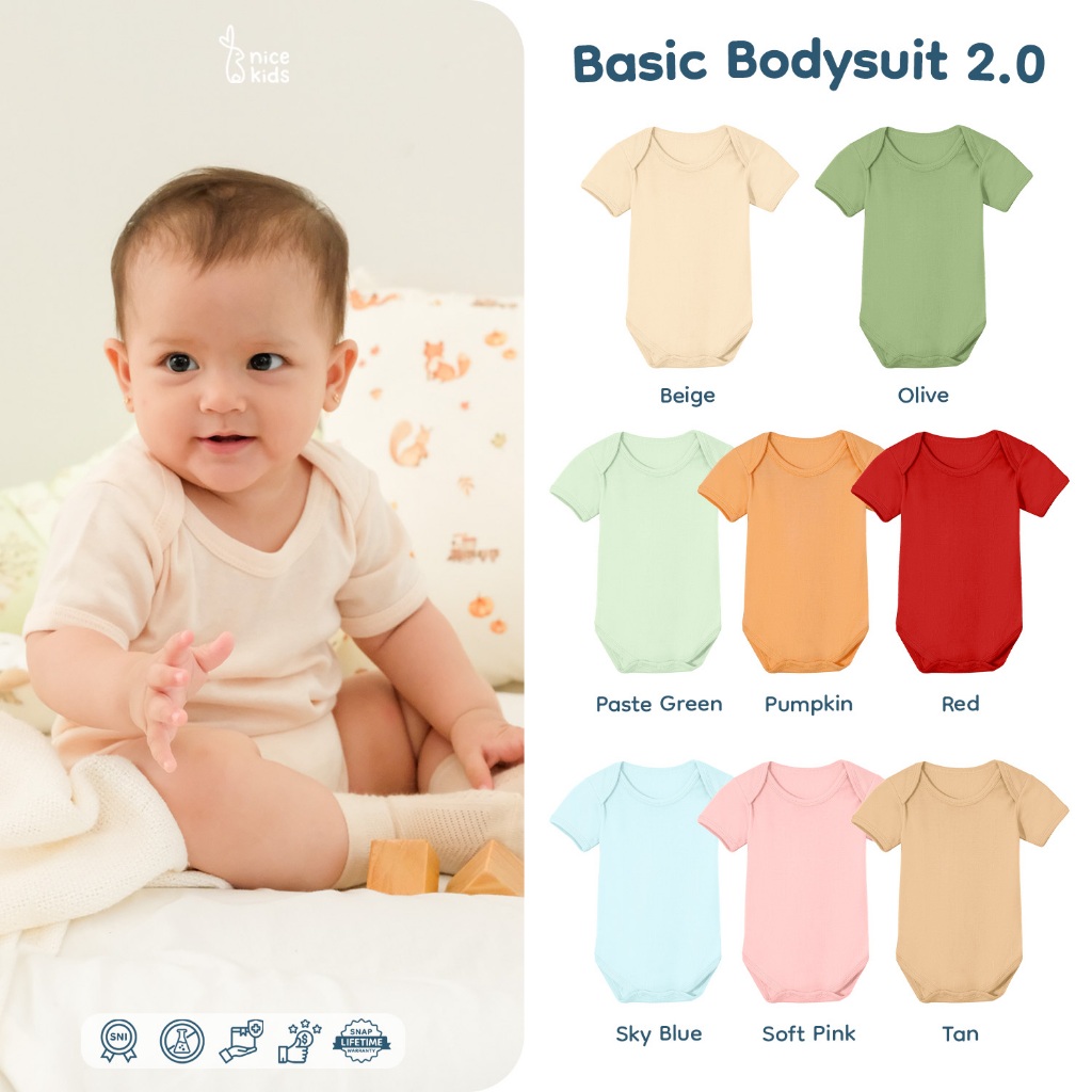 Jual Nice Kids - Basic Bodysuit Baby 2.0 Romper Bayi 0-2 Tahun | Shopee ...