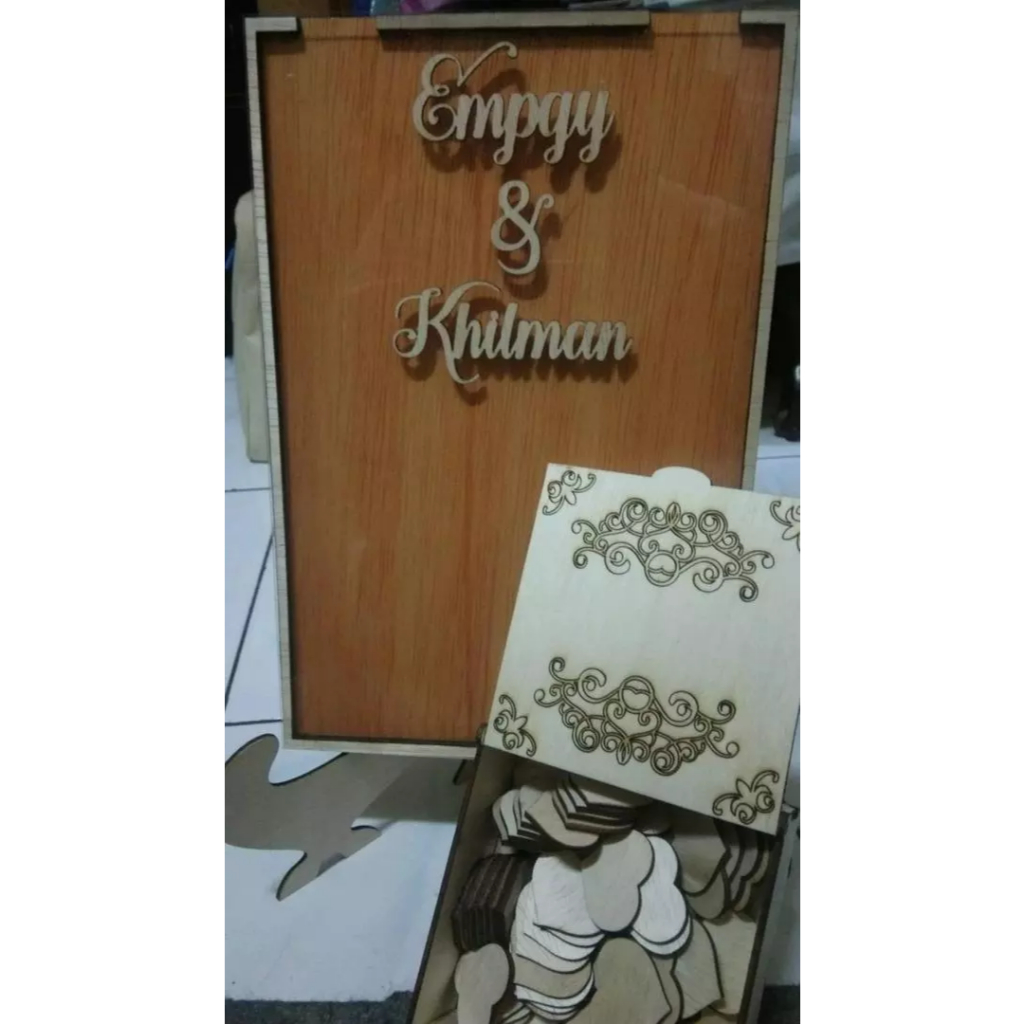 Jual Custom Frame Hati Guest book Heart Wedding Sign Love Acrylic Kartu ...