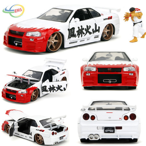 Jada Toys 1/24 Nissan Skyline GT-R R34 Avec Figurine Ryu - 2002, Neuf