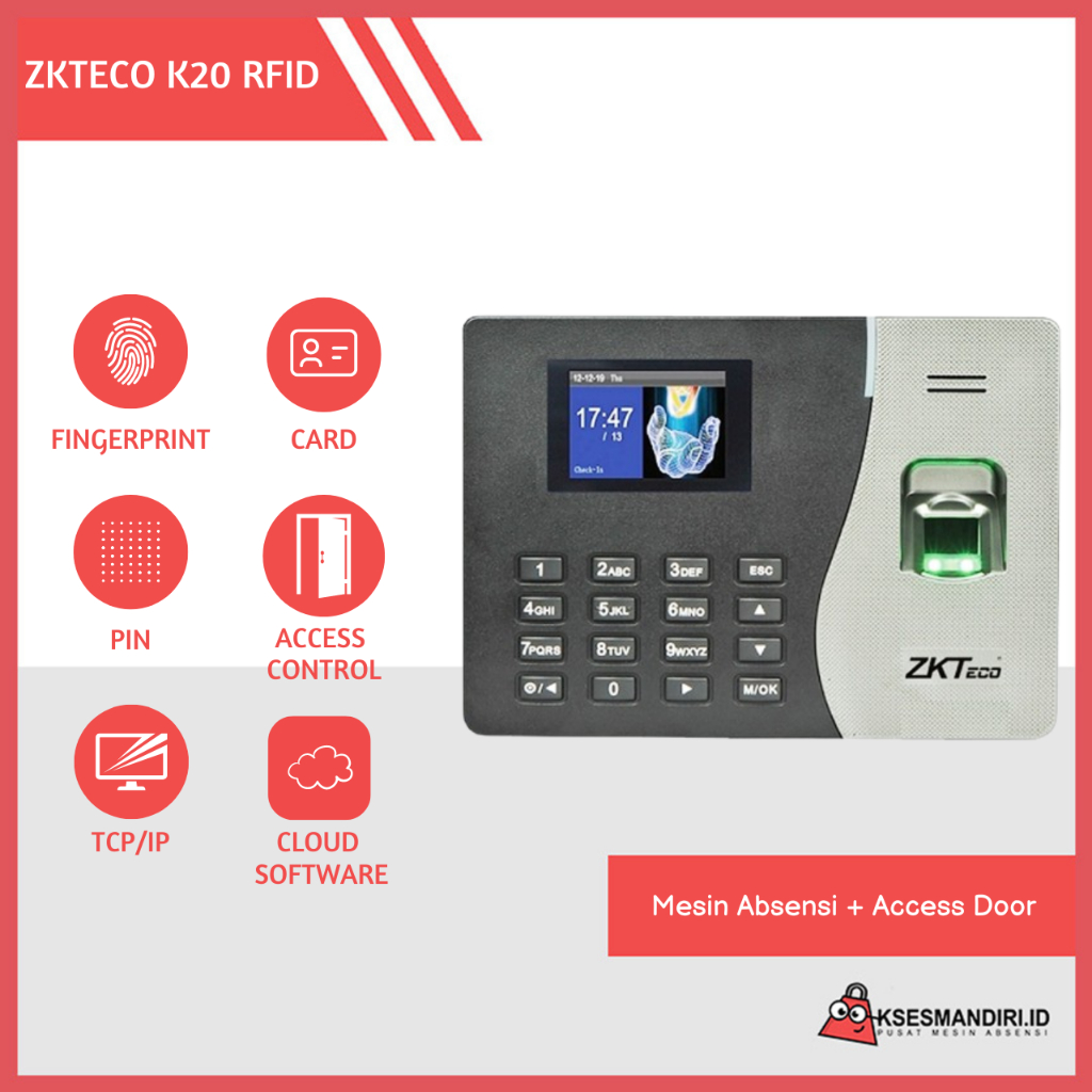 Jual Mesin Absensi Fingerprint Access Door Zkteco K20 Pro RFID | Shopee ...