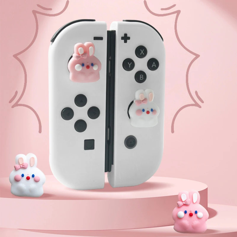 Jual Cute Pink Rabbit Silicone Soft Thumb Stick Grip Cap Cover For ...