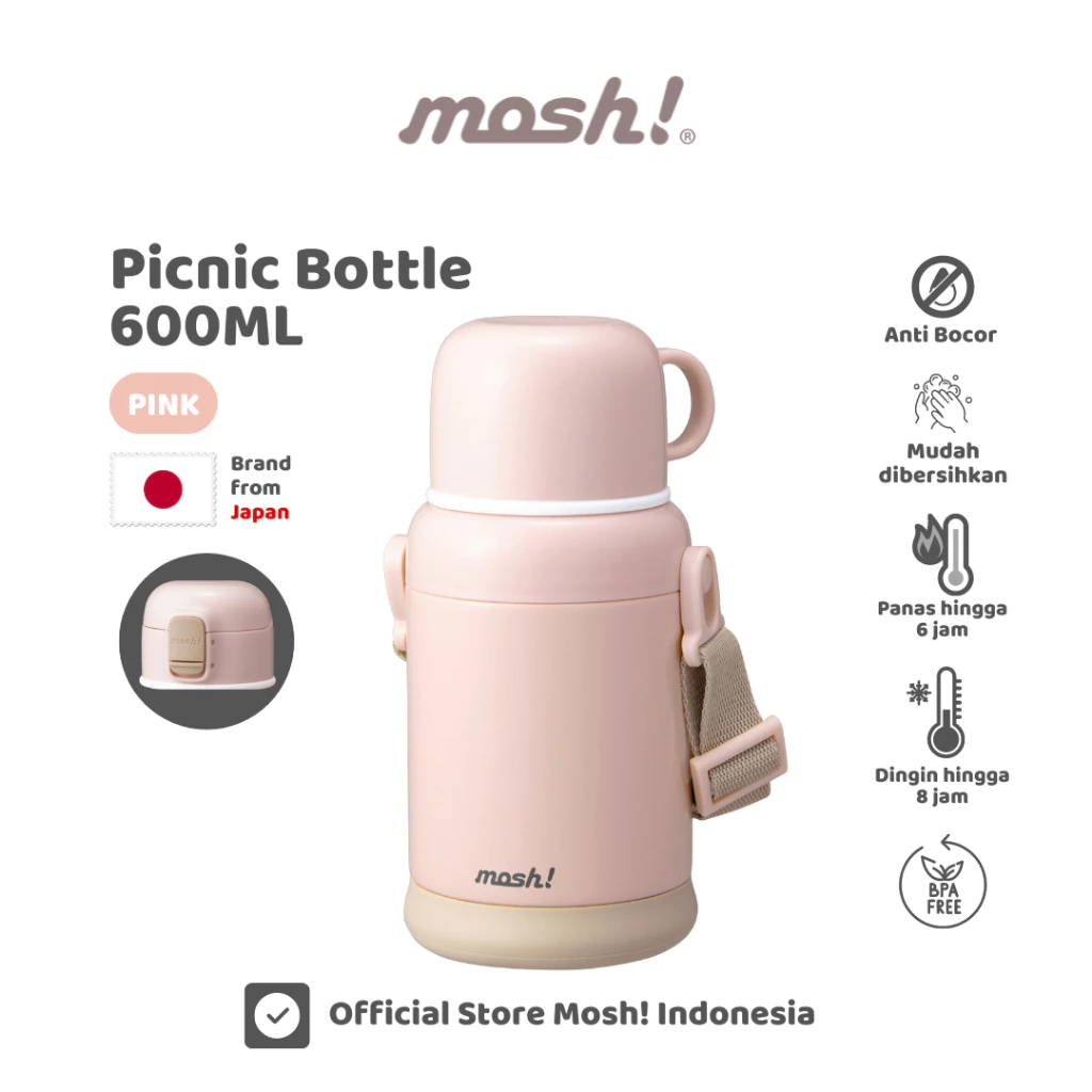 Mosh! Picnic Bottle 600ml - Termos Minum Tahan Panas dan Dingin - Pink