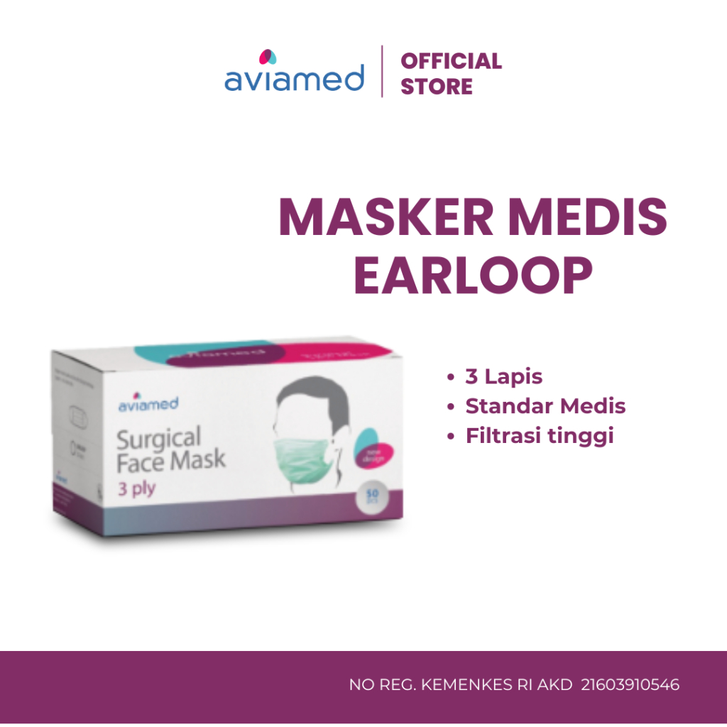 Jual Aviamed Masker Medis Earloop Surgical Mask 50 Pcs | Shopee Indonesia