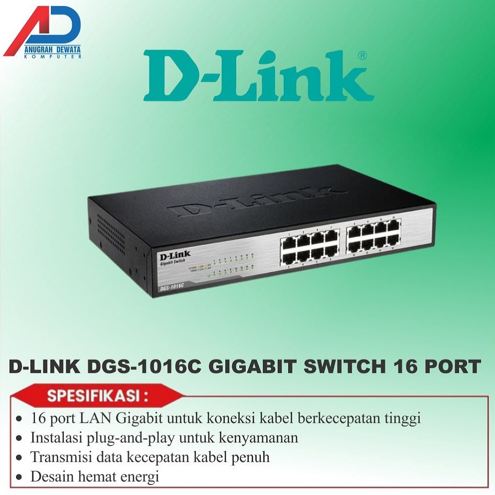 Jual DLINK DGS-1016C Gigabit Switch 16 Port Rackmount DGS1016C 1000Mbps ...