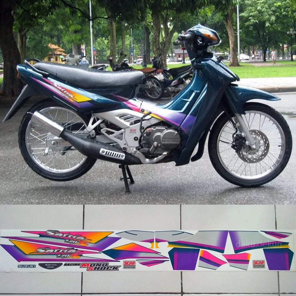 Jual Striping Satria S 2 tak 97 Merah Bisa divernis laminasi glosy ...