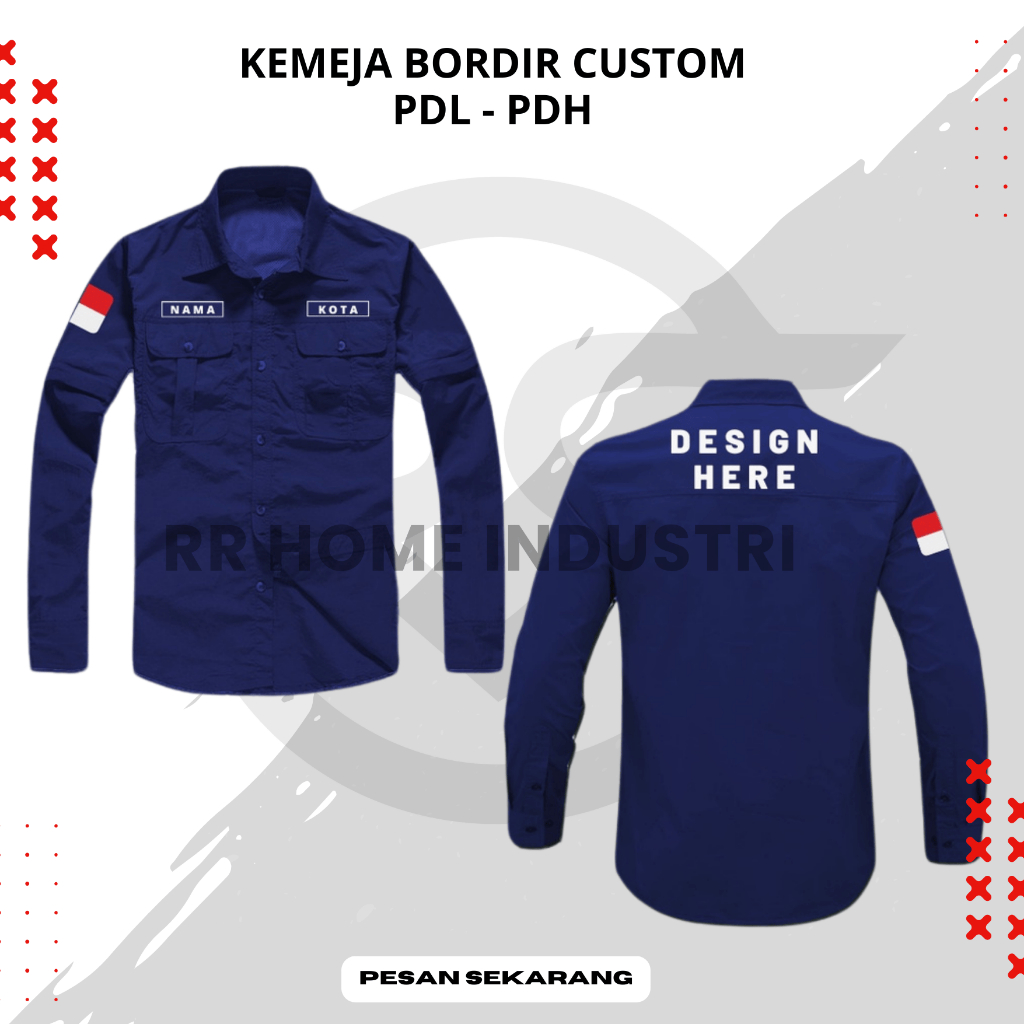 Jual KEMEJA BORDIR CUSTOM PDL - PDH - SERAGAM | Shopee Indonesia