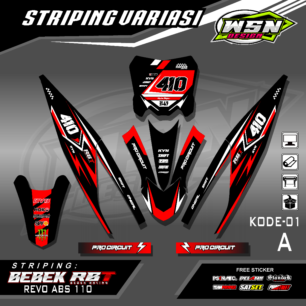 Jual STICKER STRIPING REVO ABS 110 MOTOR RBT BEBEK MODIF SUPERMOTO ...