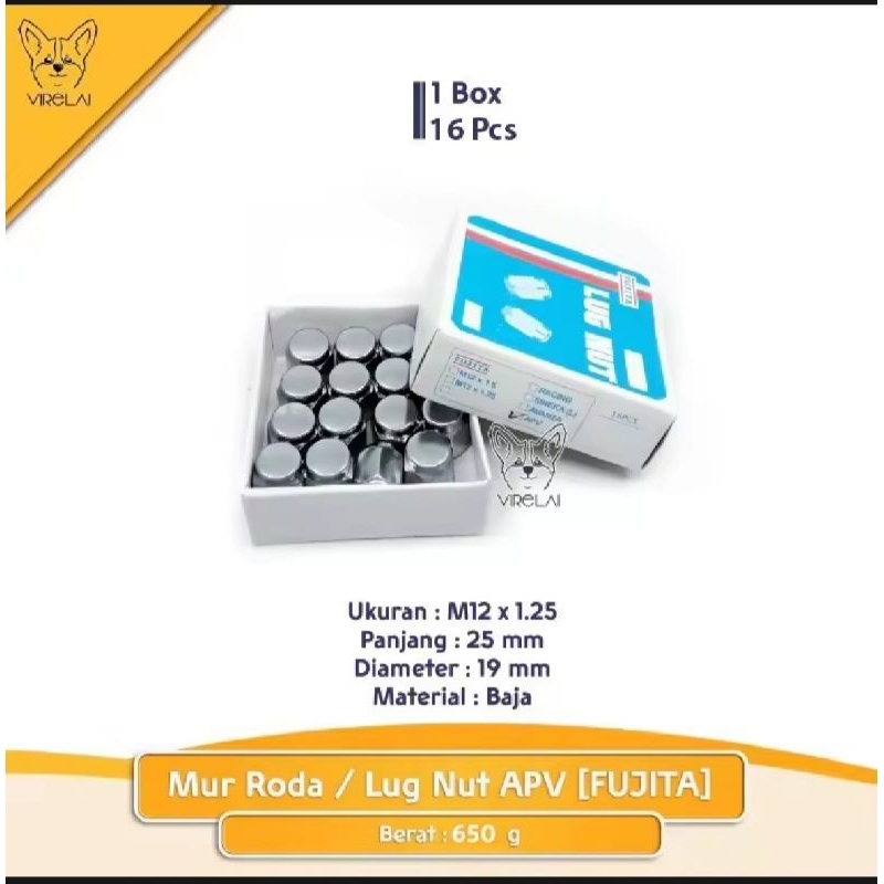 Jual [16 PCS] Mur roda Fujita lug nut APV M12 x 1,25 Kunci 19 | Shopee ...