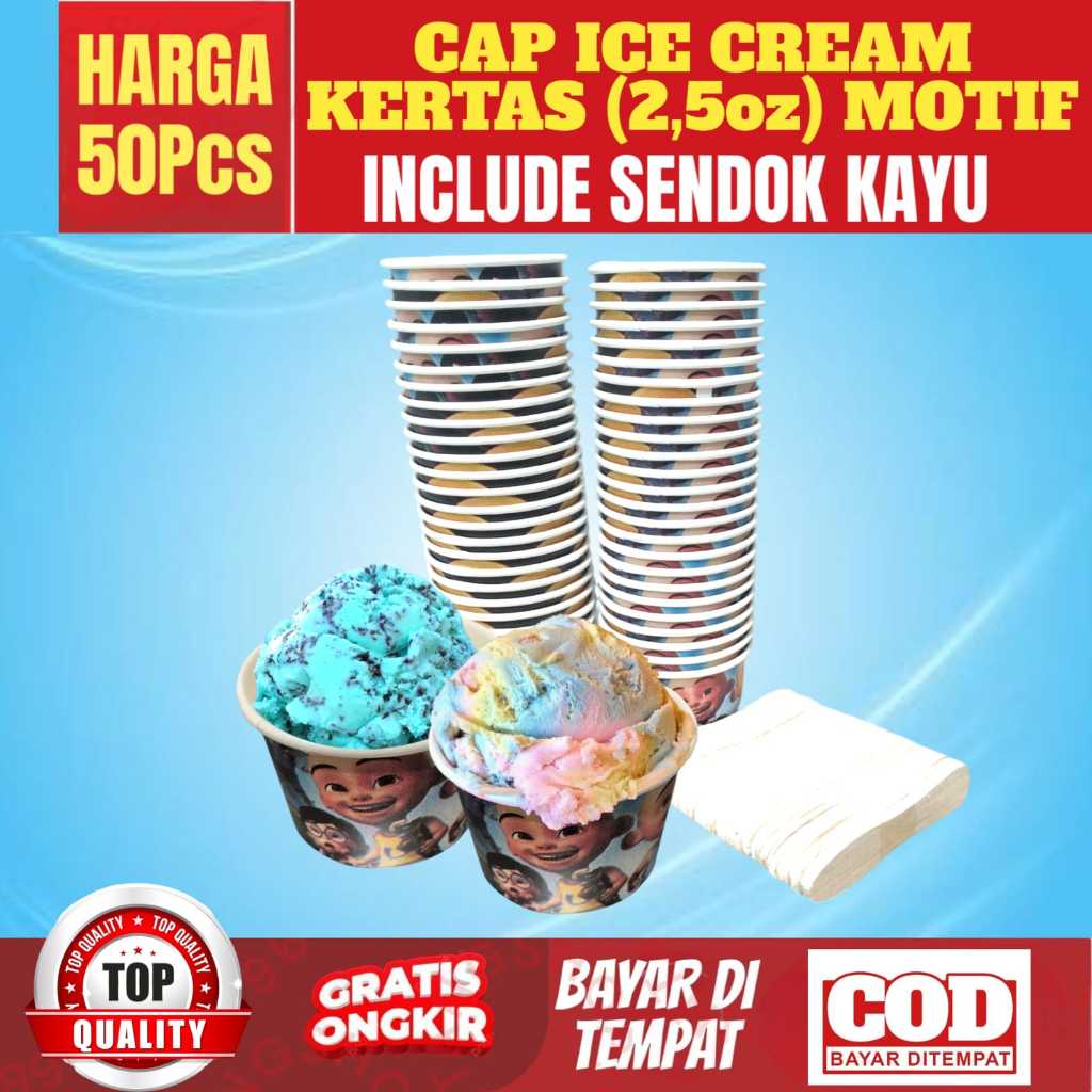 Jual Cup Es Krim / Paper Cup Es Krim / Gelas Kertas Ukuran 2.5oz TANPA ...