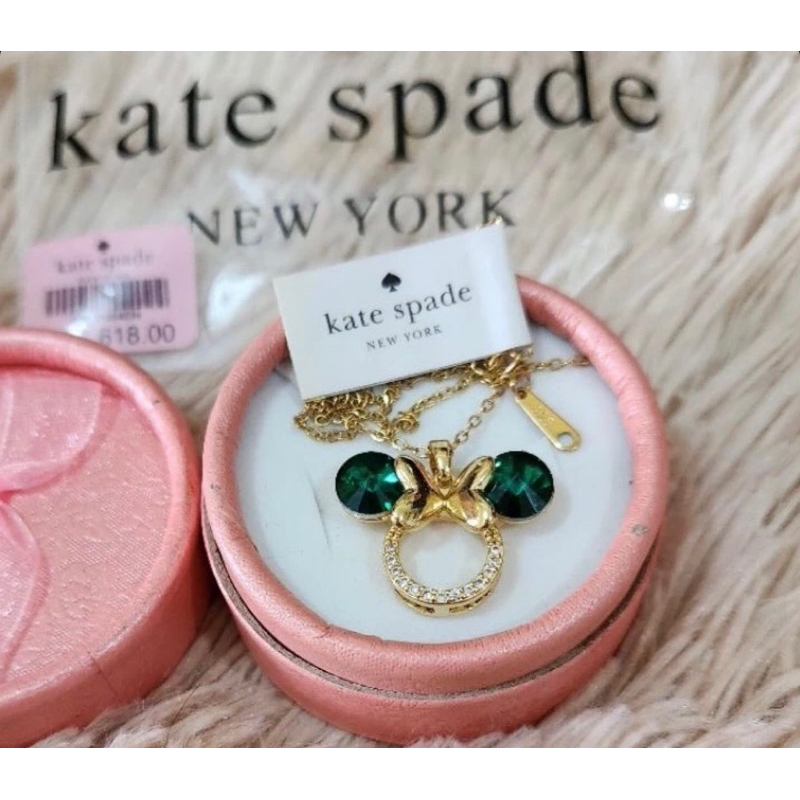 Kalung Disney X Kate Spade New York Aurora Minnie Mouse Silver 925 Pendant  Necklace Multi Warna Gold Emas Kualitas Premium green white batu zirconia 