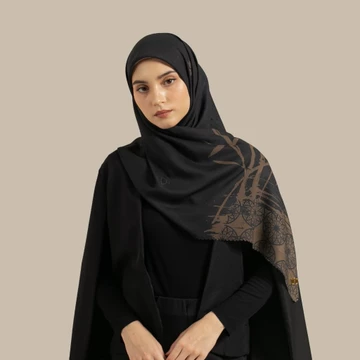 Wulang Narawangsa Hijab Segi Empat Bamboo Black Kerudung Segi Empat Hijab Motif Segi Empat