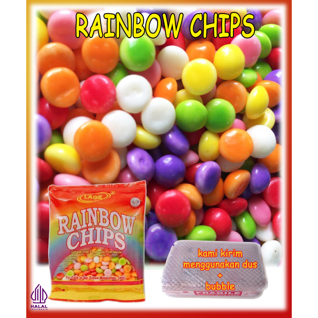 Jual Rainbow Chip Lagie Cokelat Coklat Choco Chips Setengah Bulat ...