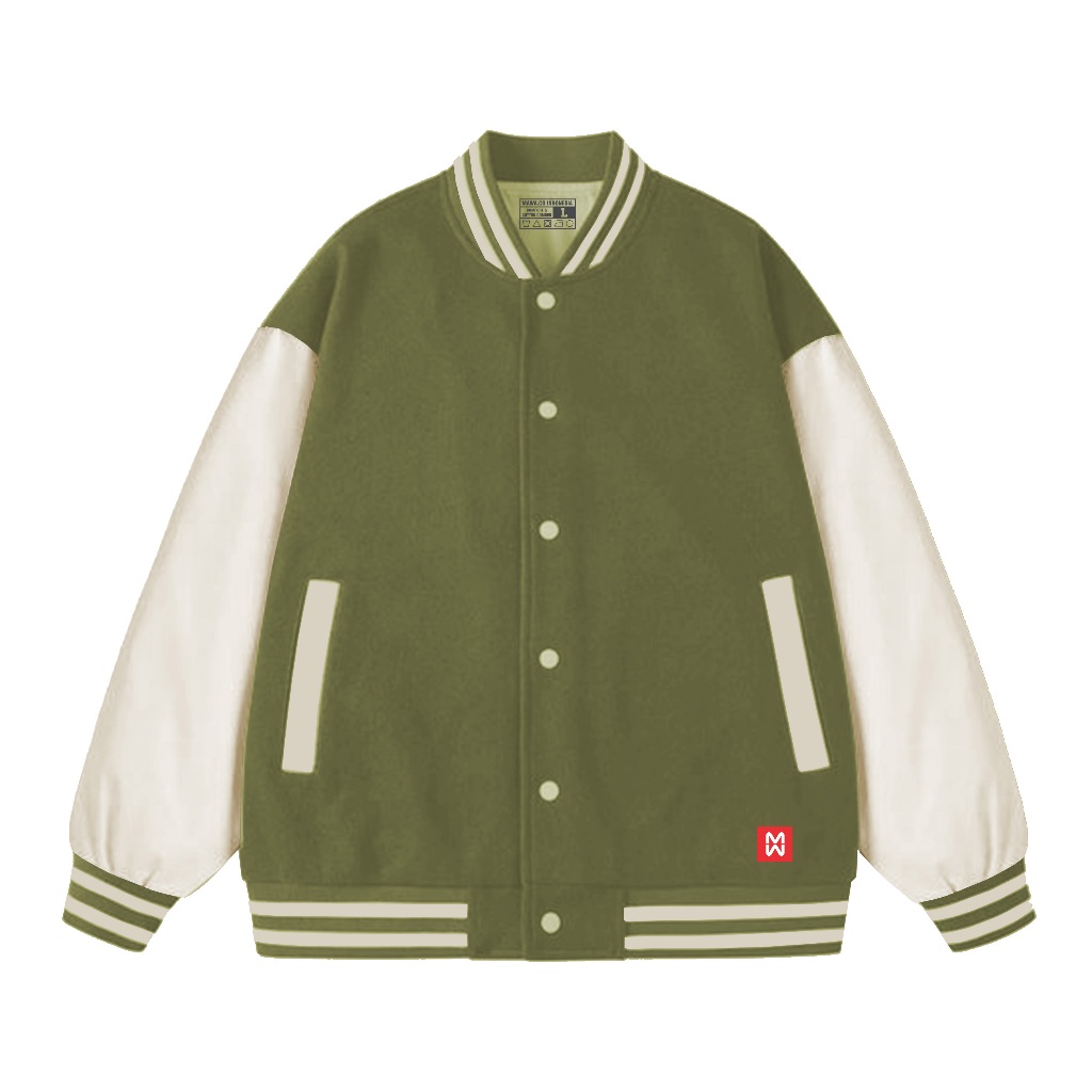 Jual Mawa.co - Jaket Baseball Kancing Biru Baby-Cream Polos | Shopee ...
