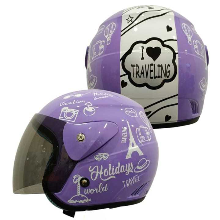 Jual HELM HALF FACE EVOLUTION MOTIF TRAVELING MIRIP GM EVO MURAH