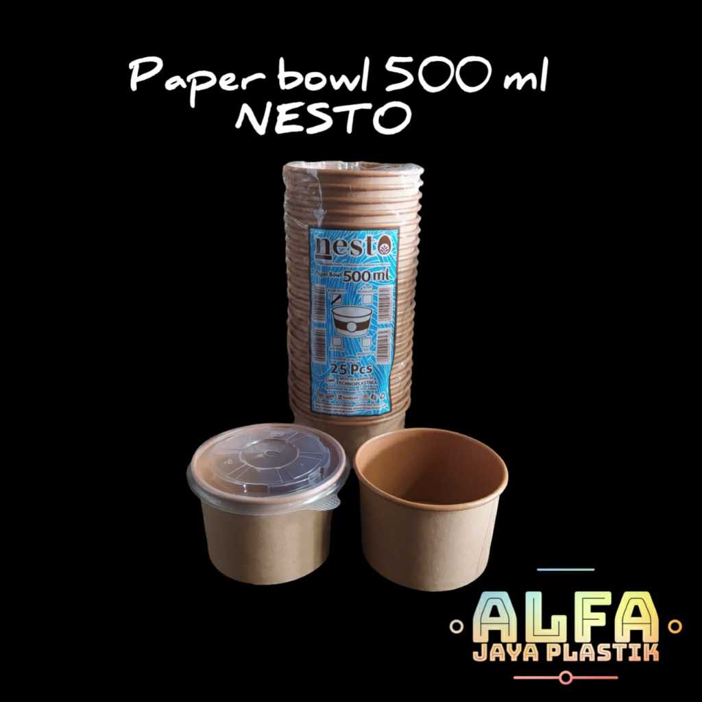 Jual Paper Bowl 500ml / NESTO / Paper Rice Bowl Kraft | Shopee Indonesia