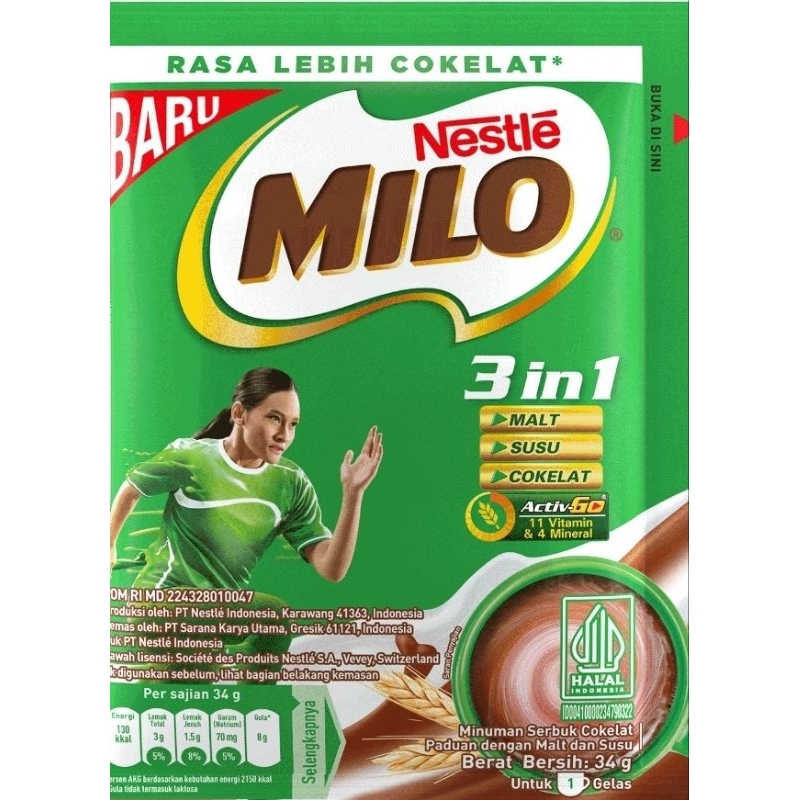 Jual Milo 3 in 1 Sachet 34 gram ( 1 sachet ) | Shopee Indonesia