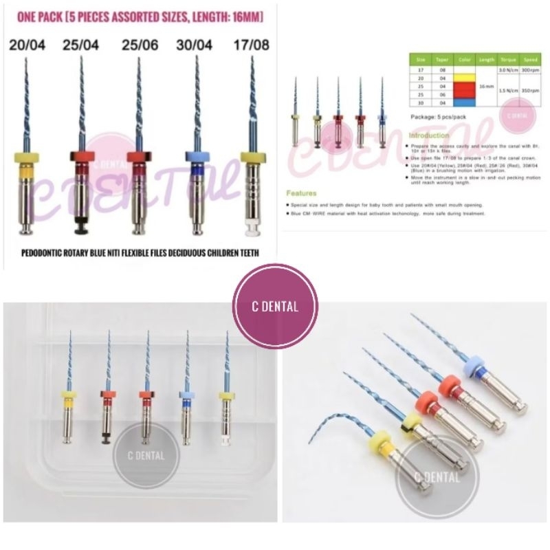 Jual [5 Pcs] Dental Pedo Endo Blue NiTi Flexible Rotary Files Gigi ...