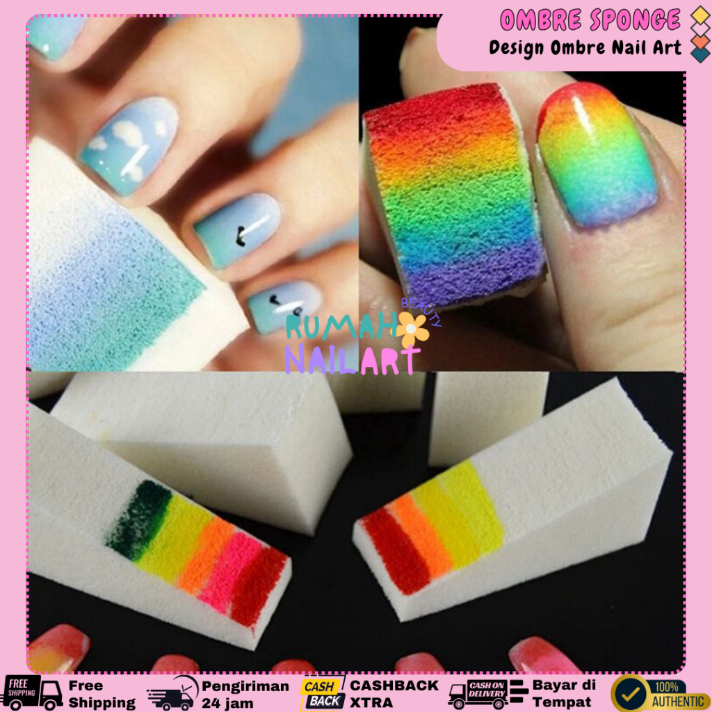 Jual Sponge Ombre Nail Art / Ombre Sponge Gradient Effect Putih / Spons ...