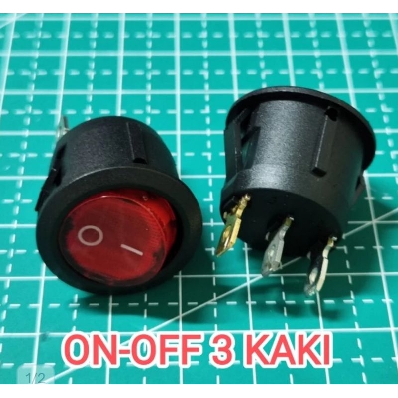 Jual Switch on off lampu bulat Saklar on off bulat Rocker switch 3pin ...