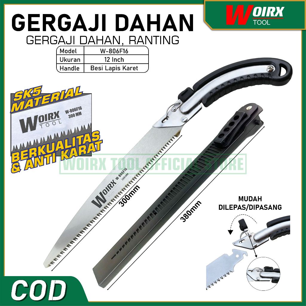 Jual WOIRX TOOL Gergaji Kayu Gergaji Dahan Ranting Pruning Saw 12