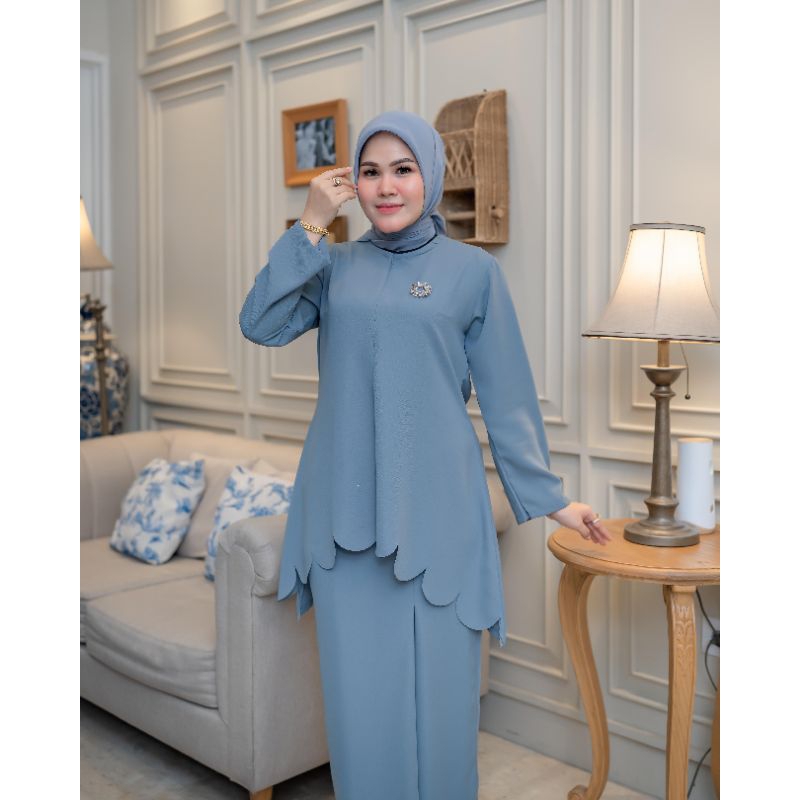 Jual One Set Kurung Melayu Slavina Terbaru Laser Cut Bagian Bawah ...