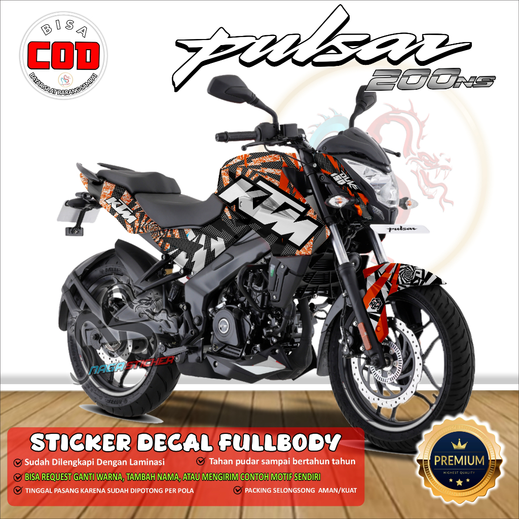 DECAL STICKER STRIPING FULLBODY KAWASAKI PULSAR NS200 VARIASI KTM DUKE  NS1007 DESAIN CUSTOM
