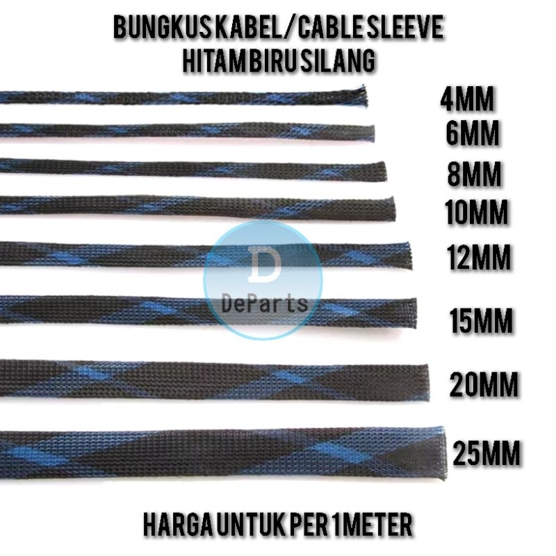 Jual [Per 1 Meter] Cable Sleeve-Sleeving Cable-Bungkus Kabel-Hitam biru ...