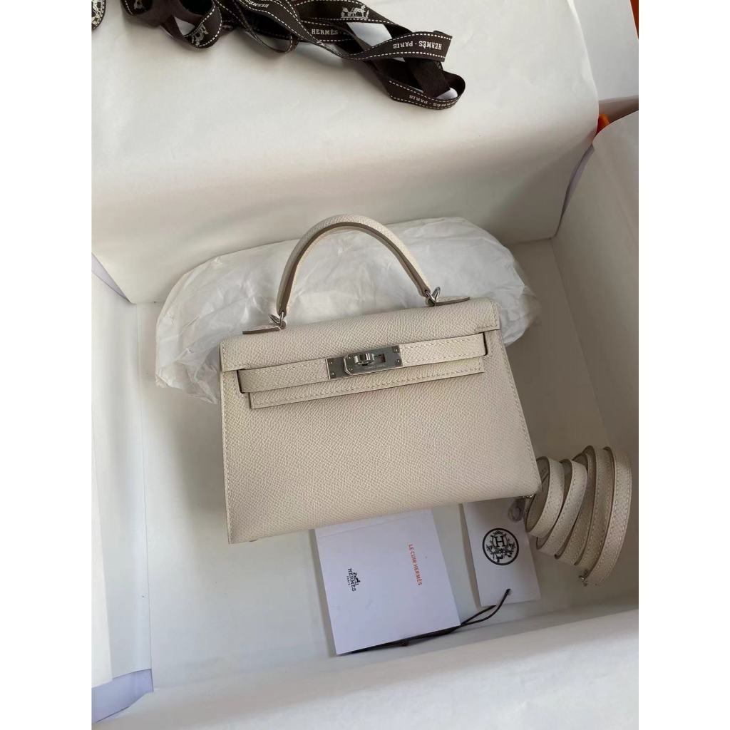 Jual Top original Herm*s mini Kelly second-generation milkshake white ...