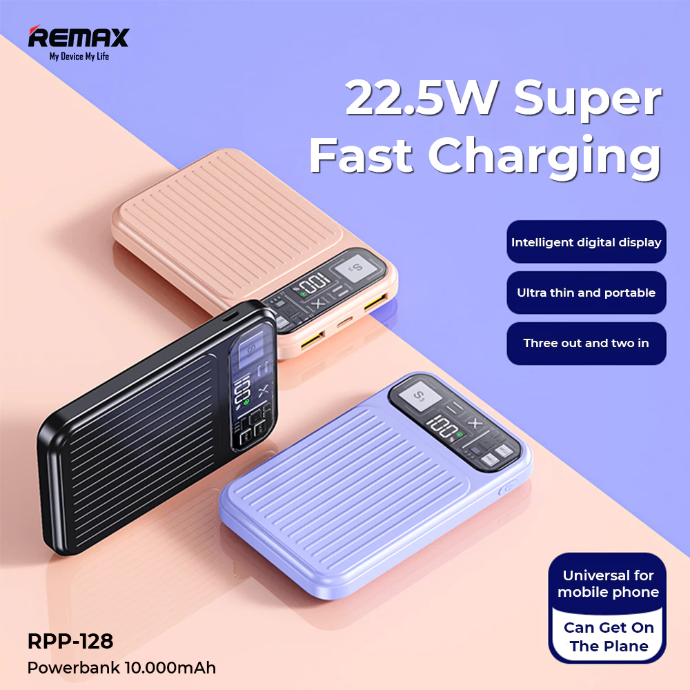 Remax Powerbank Fast Charging PD+QC 22,5W 10000mAh LED Display RPP-128