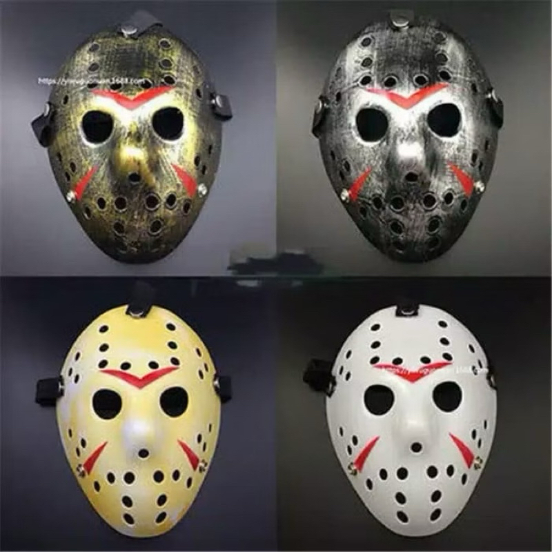 Jual Topeng mask jason hockey/cosplay jason hockey silver gold putih ...