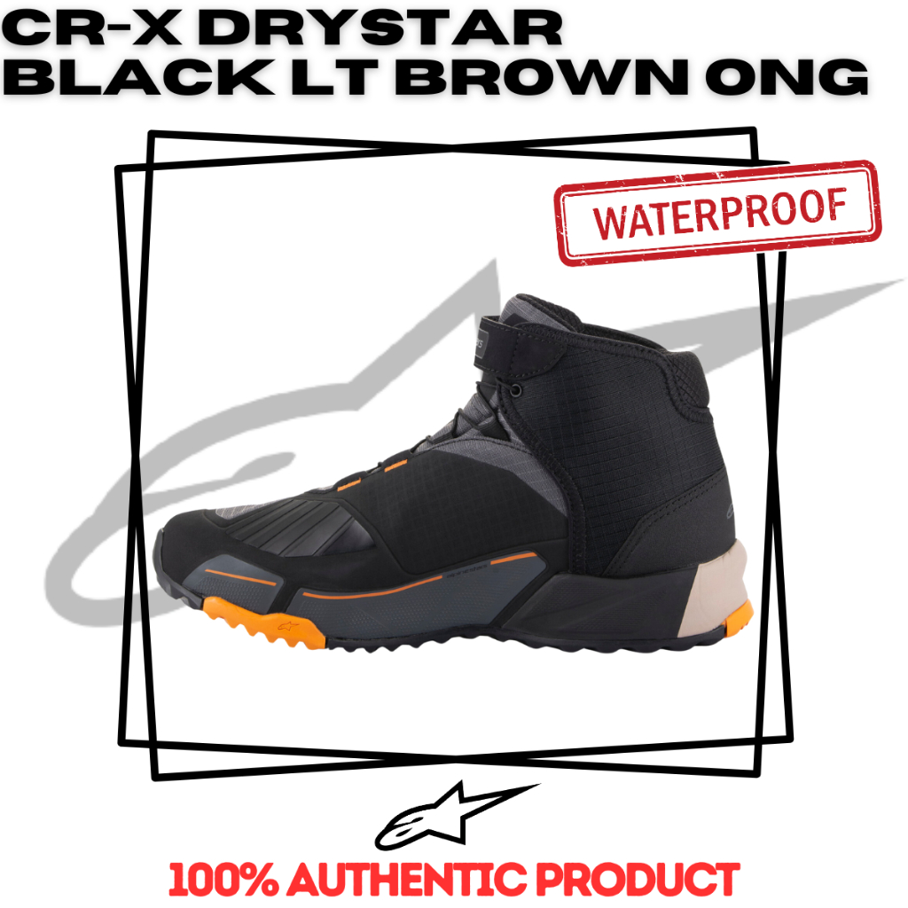Jual Alpinestars CR-X Black Light Brown DRYSTAR Riding Shoes Sepatu ...