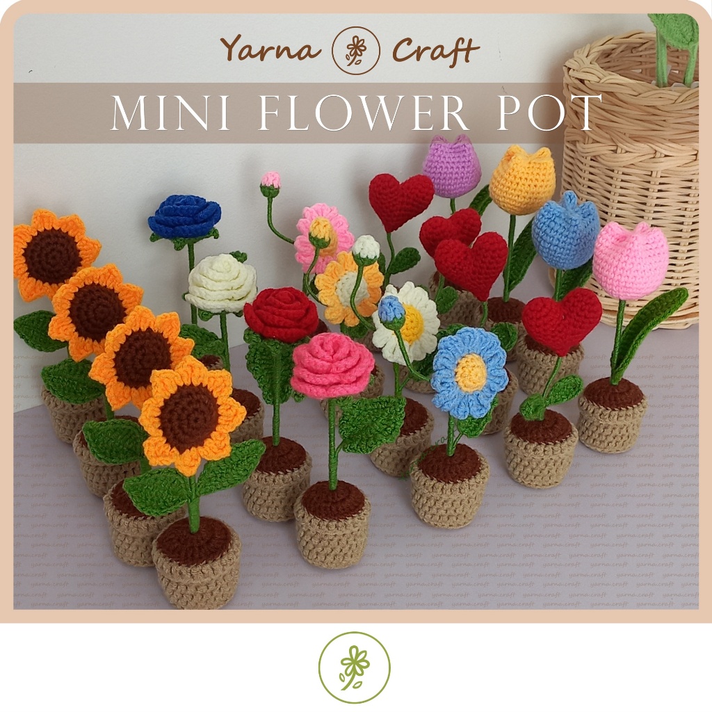 Jual (READY) Bunga Rajut Pot | Flower Crochet in Pot | Amigurumi ...