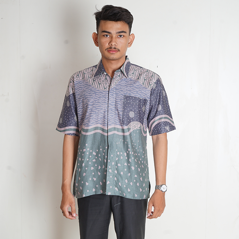 Jual BATIK TRUSMI Atasan Batik Kemeja Batik Pria Motif Kombinasi Hijau ...