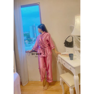 Pajamas Queen SV Silky Premium Sleepwear Wanita Premium Lengan Celana Panjang Setelan Tidur