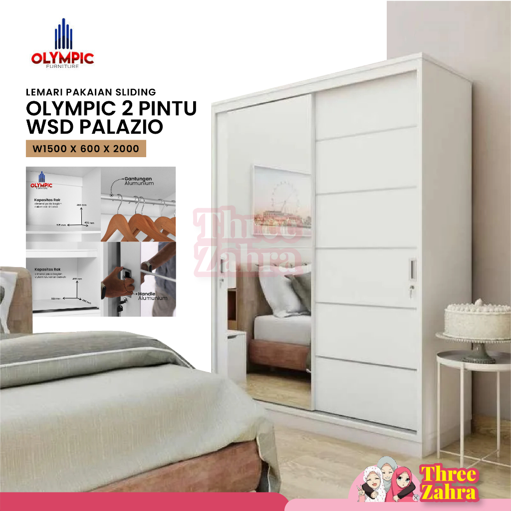 Jual Lemari Pakaian Sliding Olympic 2 Pintu WSD PALAZIO Shopee Indonesia