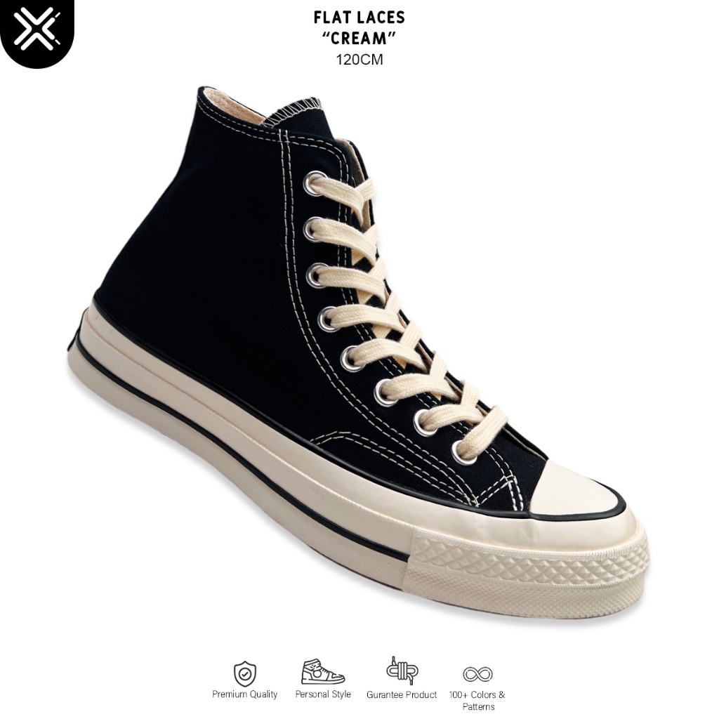Jual TALI SEPATU CONVERSE 70S CREAM (FLAT LACES) PREMIUM