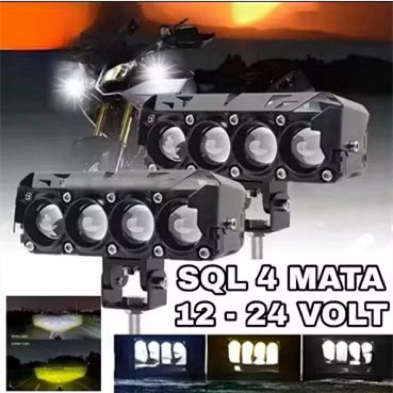 LAMPU TEMBAK SQL 4 MATA 3 MATA 12VOLT - 24VOLT 80WATT MOTOR MOBIL AVANZA TRUCK FUSO JEEP CONTINER
