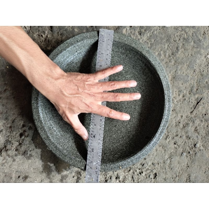 Jual cobek batu asli 30cm (diameter) 1 set cobek dan ulekan