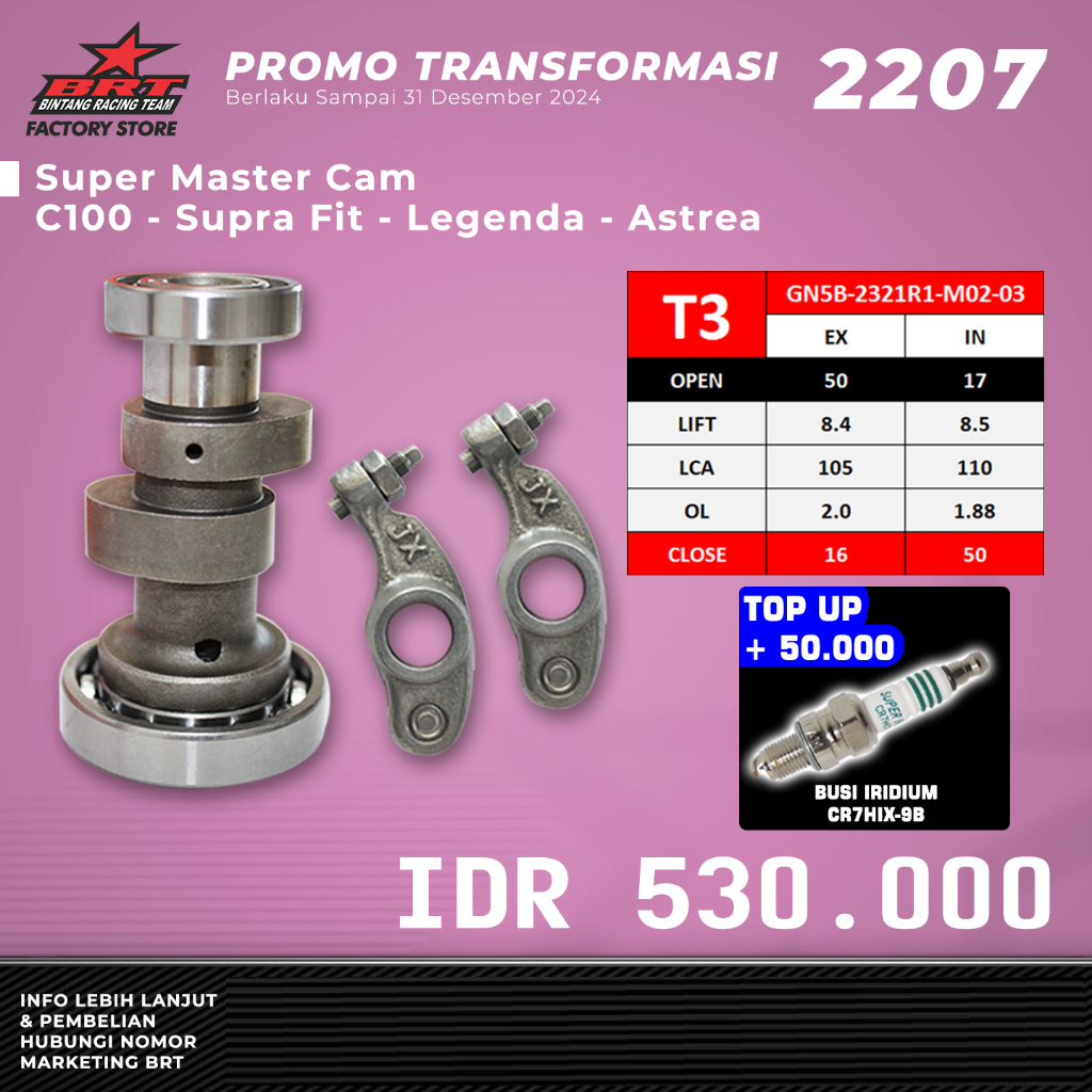 Jual MASTERCAM + ROCKER ARM T3 C100/SUPRA FIT/LEGENDA/ASTREA BRT ...