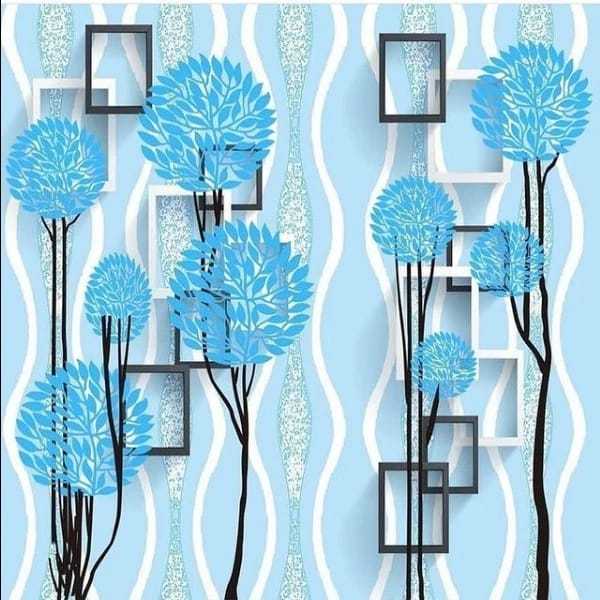 Jual WALLPAPER DINDING RUANG // WALLPAPER STICKER MOTIF BUNGAN BIRU