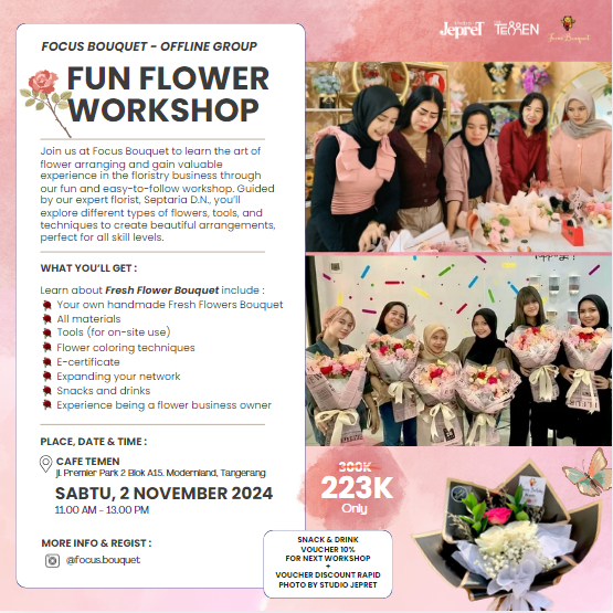 Jual Fun Flower Workshop Offline Fresh Flower / kelas bunga / workshop ...