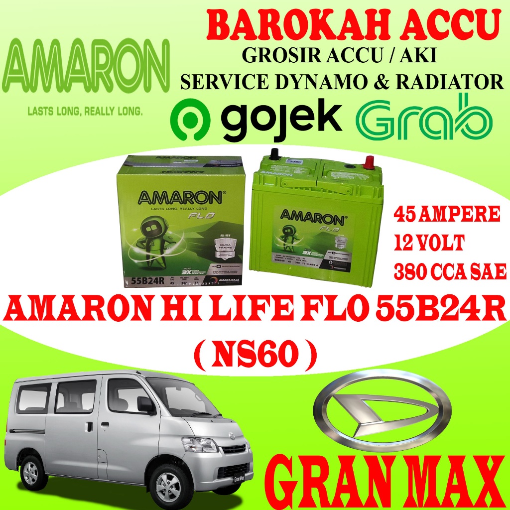 Jual AKI / ACCU MOBIL DAIHATSU GRAN MAX AMARON HI LIFE FLO 60B24R ...