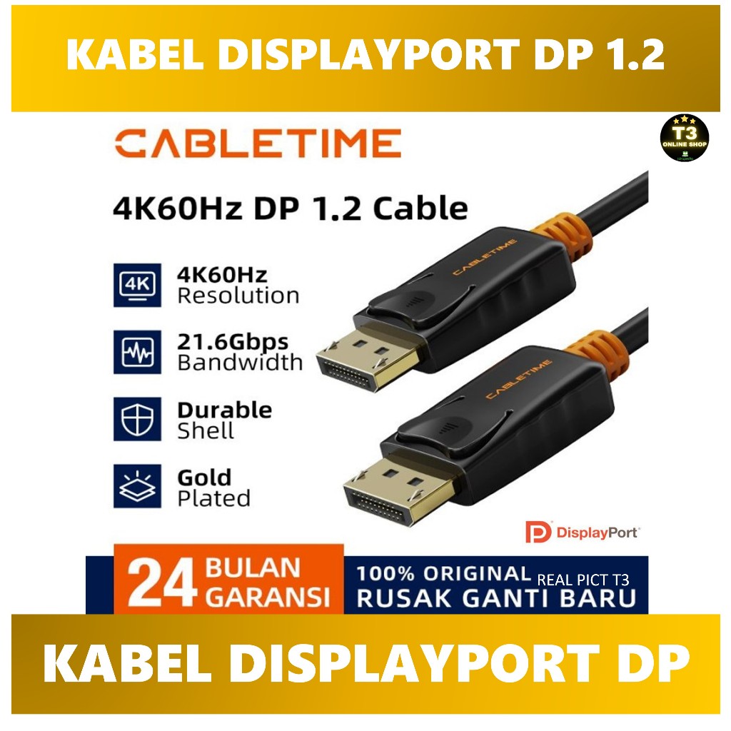 Jual kabel displayport to displayport / display port cable new | Shopee ...