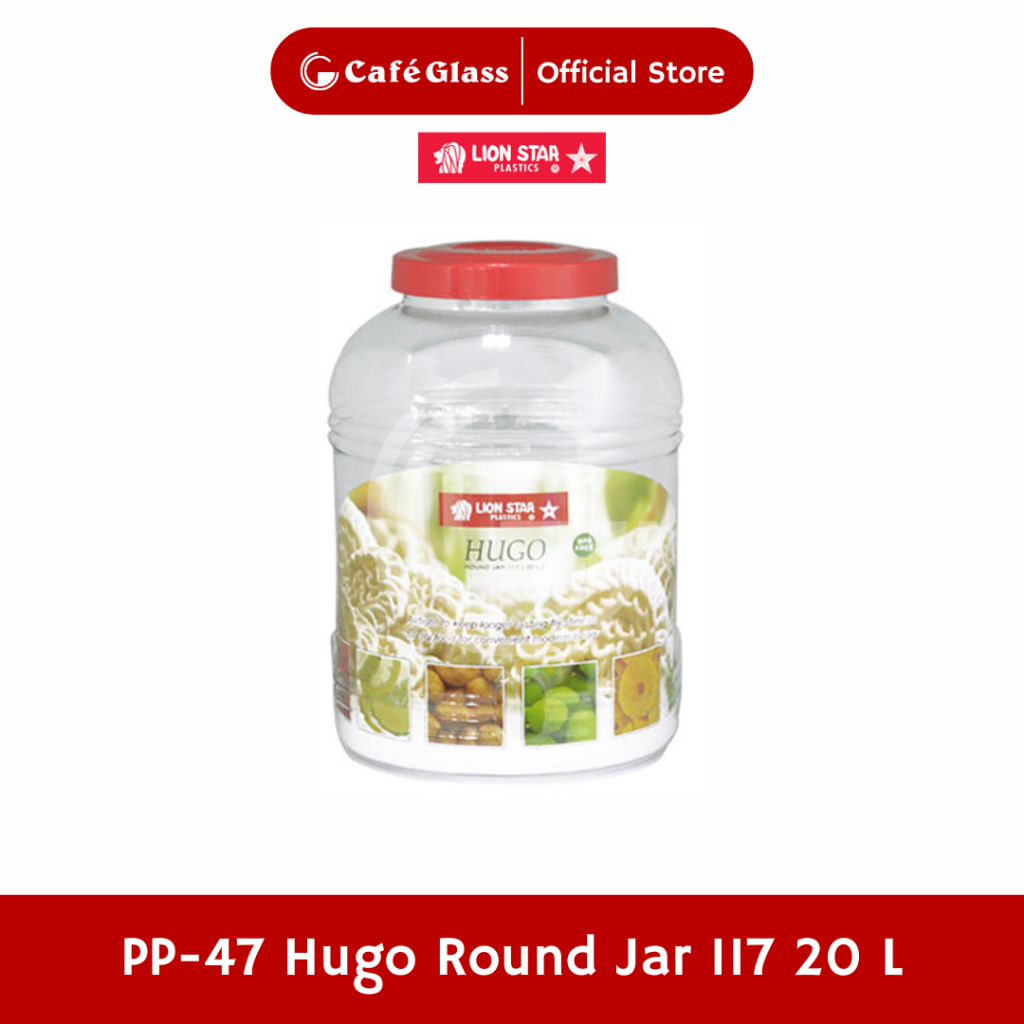Toples Kerupuk 20L Plastik Bulat - Hugo Round Jar (Pp-47) Kedap Udara - Lion Star