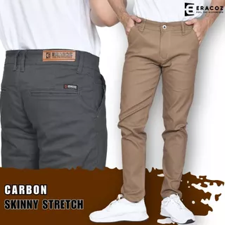 ERACOZ Celana Chinos Panjang Pria Carbon Stretch Skinny Fit Original Elastis Big Size Jumbo