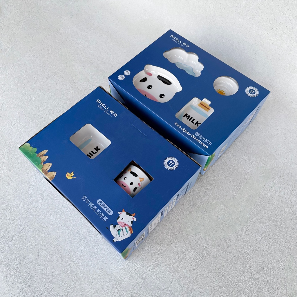 Jual ELCO Premium Melamine Cow and Milk Tableware set gift box / paket ...