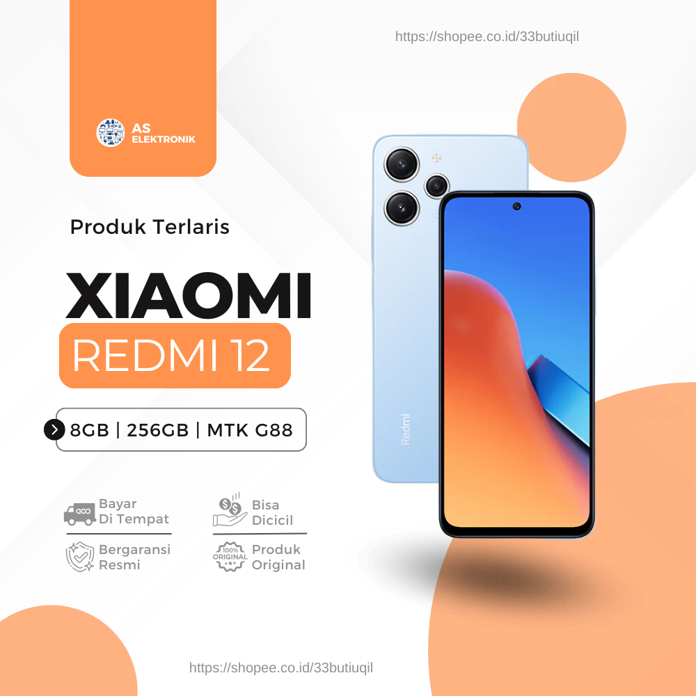Xiaomi Redmi 12 (8GB/128GB) | (8GB/256GB) MediaTek Helio G88 GARANSI 1 TAHUN