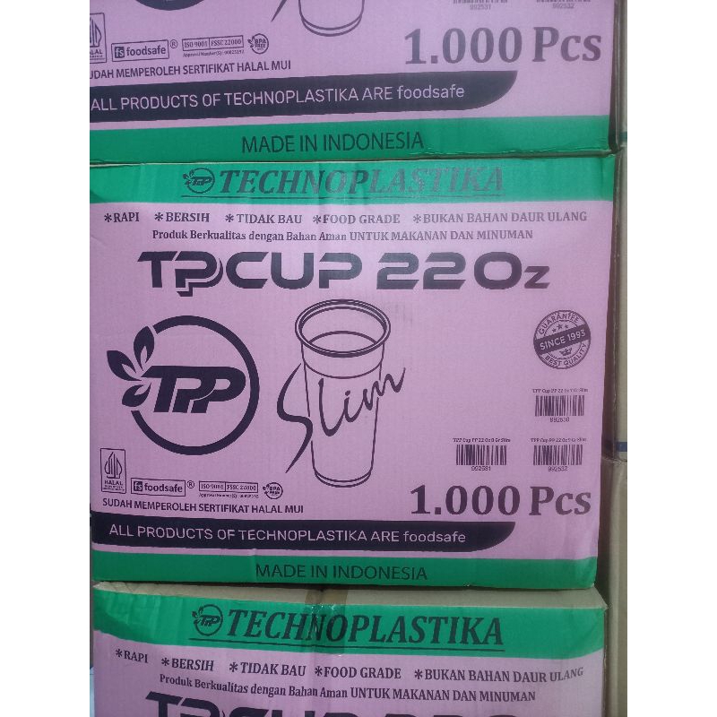 Jual Cup plastik TPP 22 oz slim dan oval 1 dus 20 slop isi 1.000 pcs ...