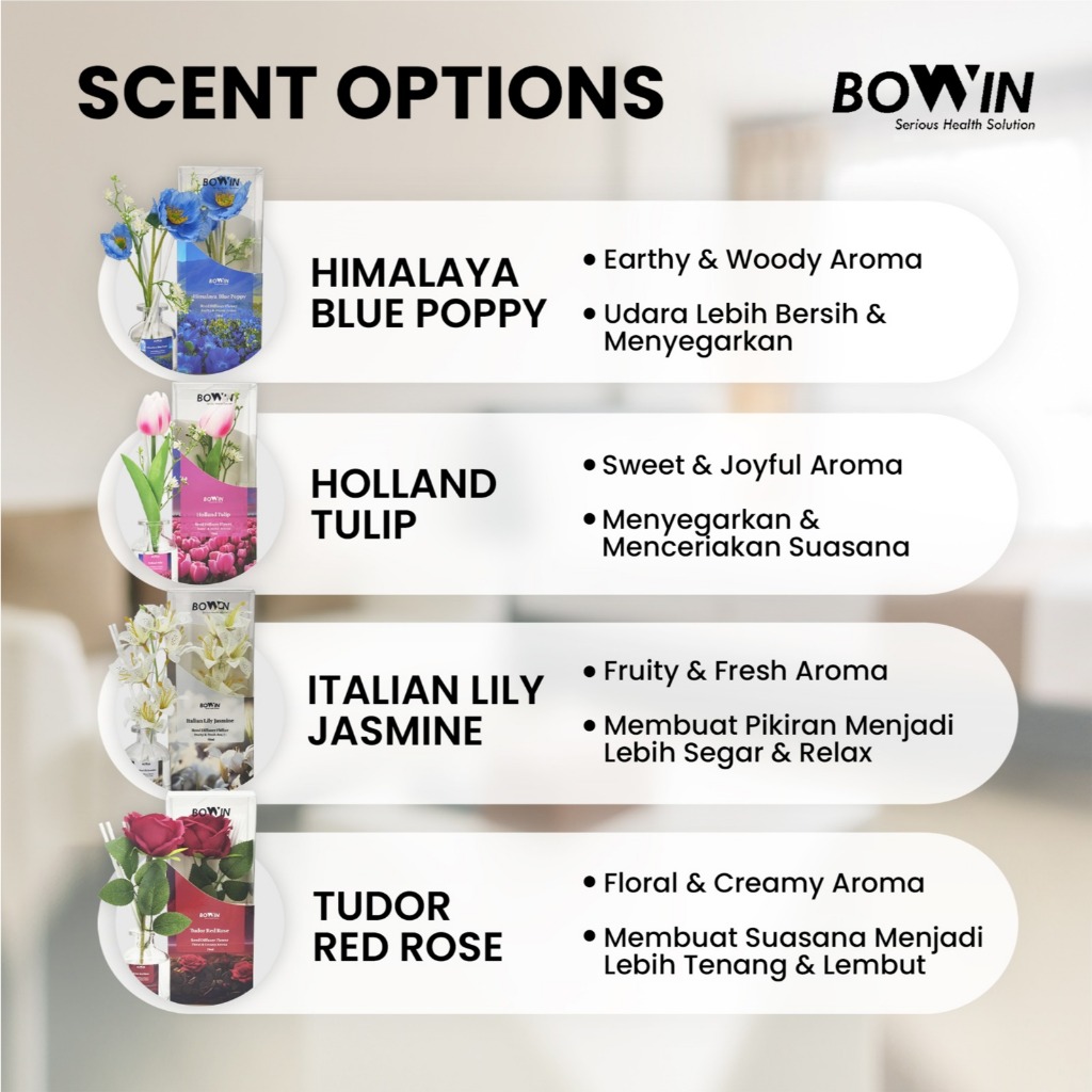 Jual Bowin Reed Diffuser Flower 70ml (Tahan 2 Bulan)- Aromaterapi ...